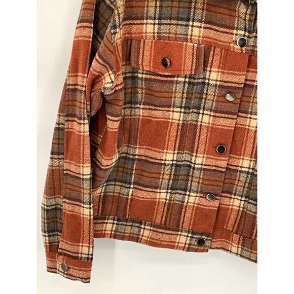 Blue B Collection Women's Plaid Rust Shacket Medium 100% Polyester - Picture 7 of 9